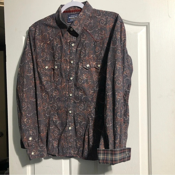 Roughstock Pearl Snaps Button Down Western Shirt (L) - Picture 2 of 13